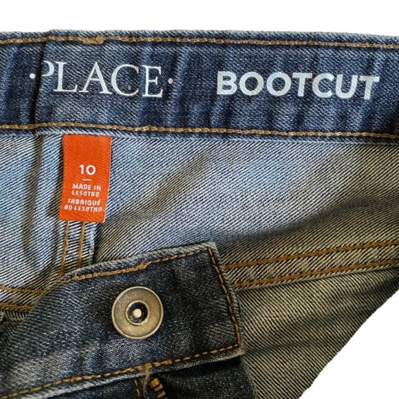 The Children's Place Boys Youth Bootcut Blue Jeans Size 10 Dark Wash - Picture 12 of 13